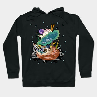 Minhwa: 2 Ducks under a Lotus Leaf D Type (Korean traditional/folk art) Hoodie